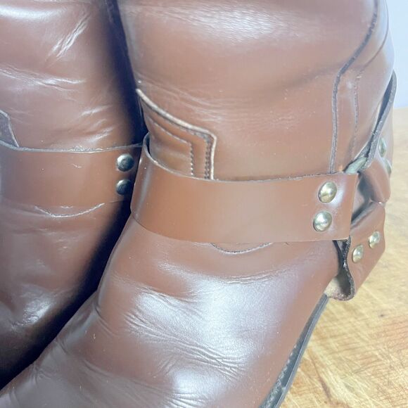 Distressed Square Toe Harness Boots Women's Size 11 Brown Faux Leather Moto Boho - Picture 7 of 13